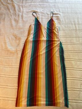 Mike & Joey dress- Multicolor Vertical Stripe Sleeveless Slip Dress